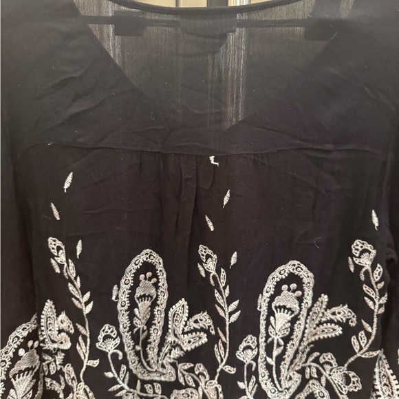 Style & Co. Black and White Embroidered Floral Blouse - Picture 8 of 15
